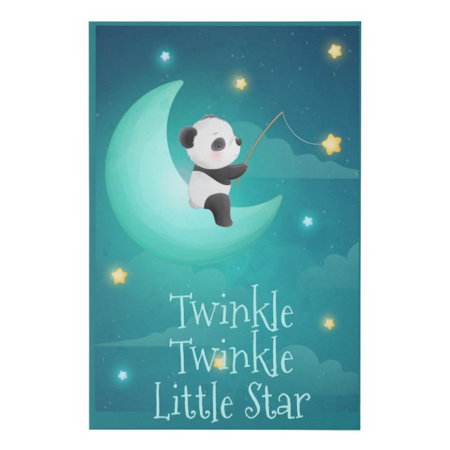 Twinkle Twinkle Little Star Panda Bear Faux Canvas Print (Front)