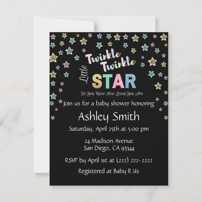 Twinkle Twinkle Little Star - Personalized Invites (Front)