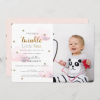 Twinkle Twinkle Little Star Photo Birthday Invitation