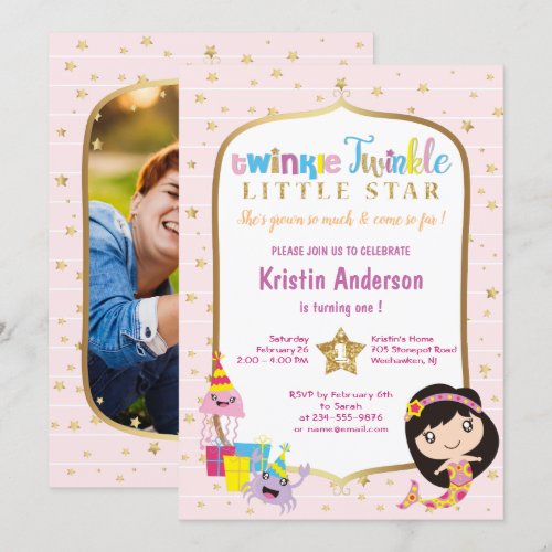 Twinkle Twinkle Little Star Photo Birthday Party Card