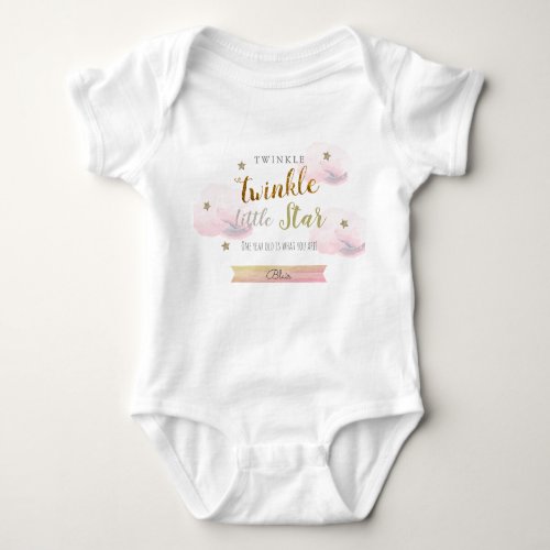 Twinkle Twinkle Little Star Pink 1st Birthday Baby Bodysuit