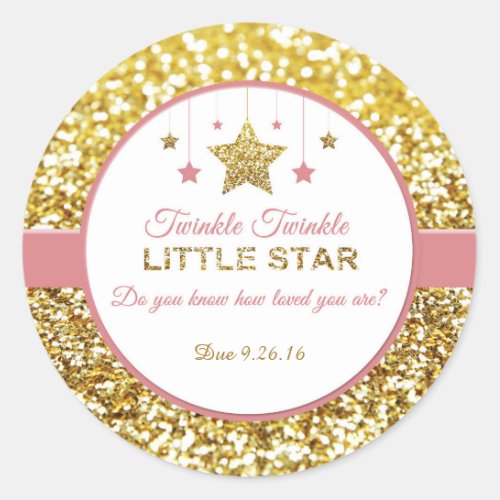 Twinkle Twinkle little star pink and gold stickers