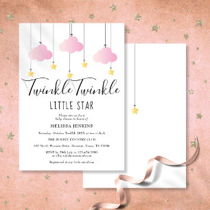 Twinkle Twinkle Little Star Pink Baby Girl Shower Invitation