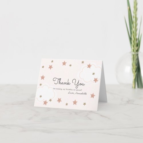Twinkle Twinkle Little Star Pink Birthday Thank You Card
