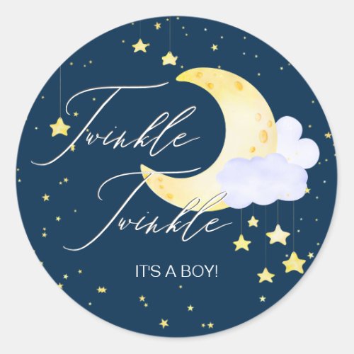 Twinkle Twinkle Little Star Pink Boy Baby Shower Classic Round Sticker