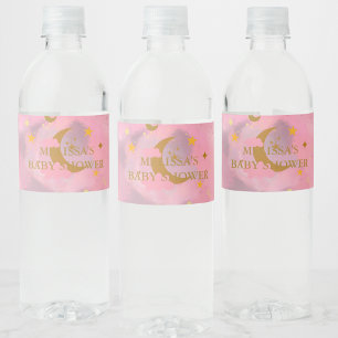 Twinkle Twinkle Little Star Pink Custom Water Bottle Label