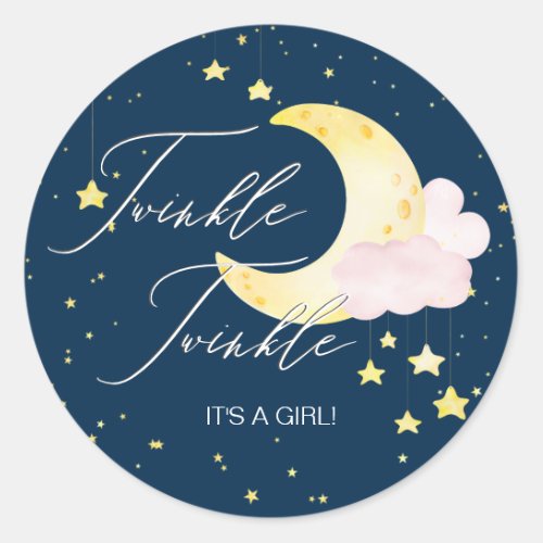 Twinkle Twinkle Little Star Pink Girl Baby Shower Classic Round Sticker