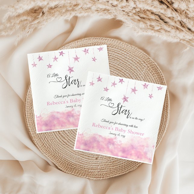 Twinkle Twinkle Little Star Pink Girl Baby Shower Napkins (Creator Uploaded)