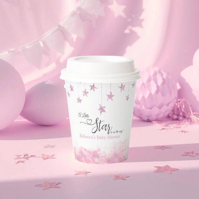 Twinkle Twinkle Little Star Pink Girl Baby Shower Paper Cups (Creator Uploaded)