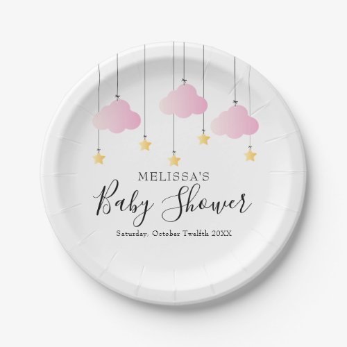 Twinkle Twinkle Little Star Pink Girl Baby Shower Paper Plates