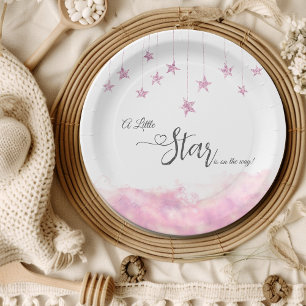 Twinkle Twinkle Little Star Pink Girl Baby Shower Paper Plates
