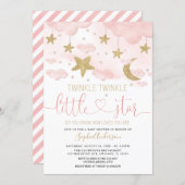  Twinkle Twinkle Little Star Pink Gold Baby Shower Invitation (Front/Back)
