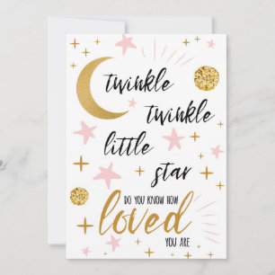 Twinkle Twinkle Little Star Pink Gold Baby Shower Invitation