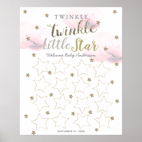 Twinkle Twinkle Little Star Pink Guest Book Sign