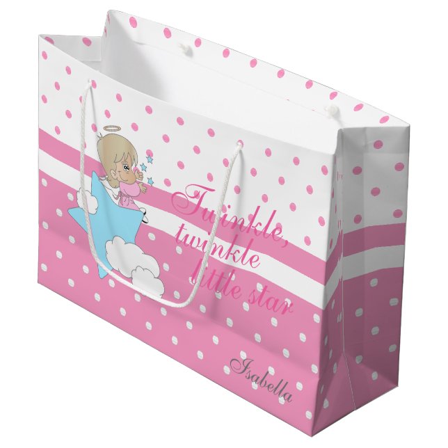 Twinkle, Twinkle Little Star - Pink Large Gift Bag (Front Angled)