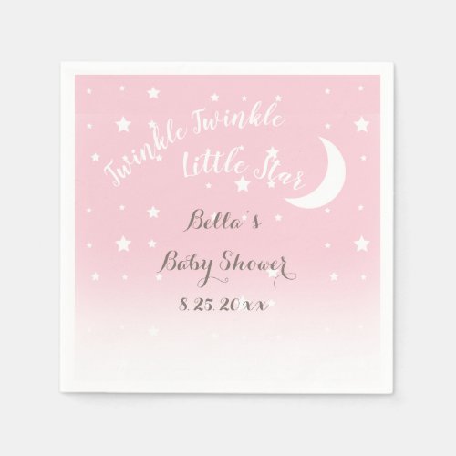 Twinkle Twinkle Little Star Pink Paper Napkins