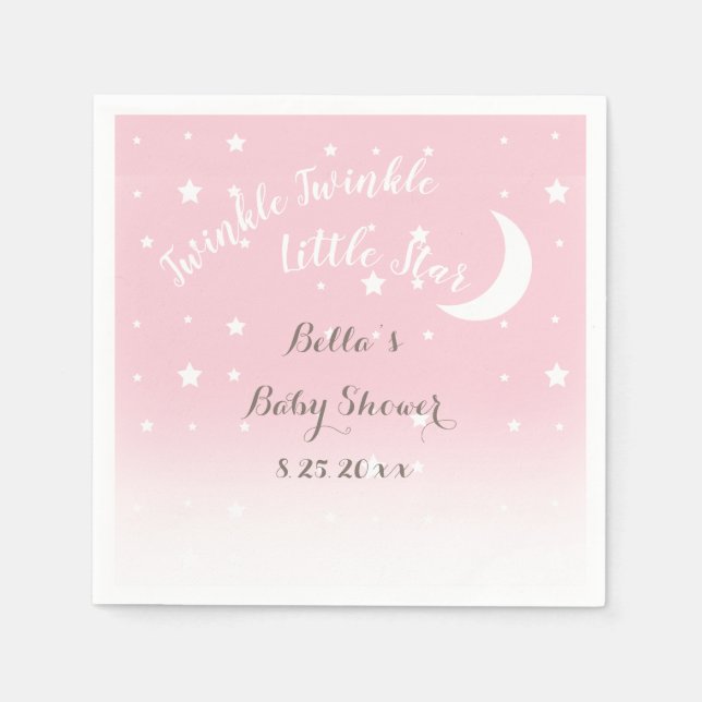 Twinkle Twinkle Little Star Pink Paper Napkins (Front)