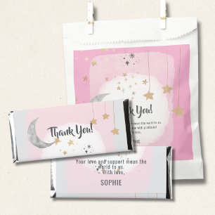 Twinkle Twinkle Little Star Pink Watercolor Splash Hershey Bar Favors