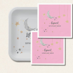 Twinkle Twinkle Little Star Pink Watercolor Splash Napkins