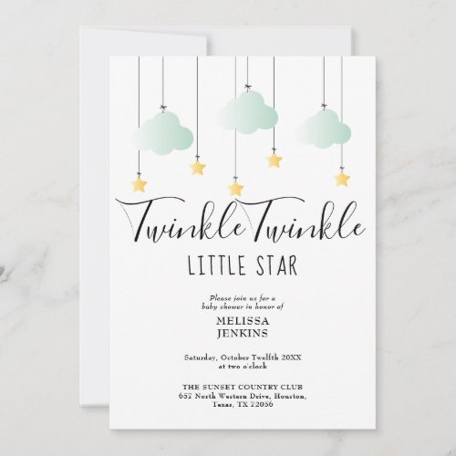 Twinkle Twinkle Little Star QR Code Baby Shower Invitation