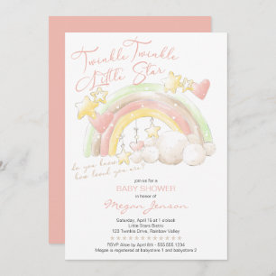 Twinkle Twinkle Little Star Rainbow Baby Shower Invitation