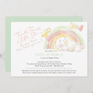 Twinkle Twinkle Little Star Rainbow Baby Sprinkle Invitation
