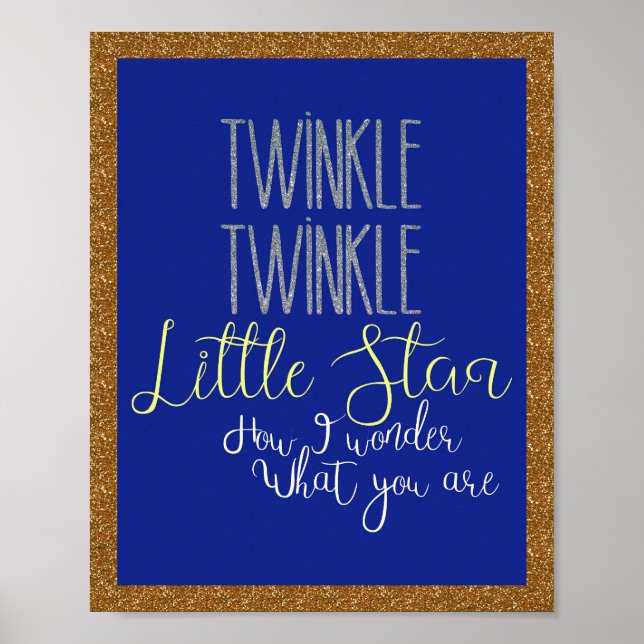 Twinkle Twinkle Little Star Silver and Gold Poster (Front)