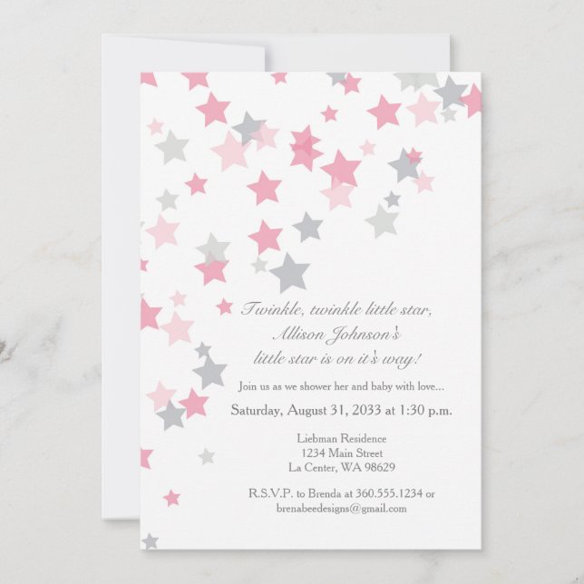 Twinkle Twinkle Little Star Silver Invitation (Front)