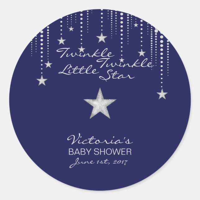 Twinkle Twinkle Little Star Stickers - Blue,Silver (Front)