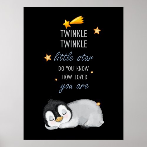 Twinkle Twinkle Little Star Super Cute Penguin Poster