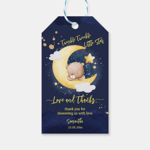Twinkle twinkle little star teddy bear baby shower gift tags