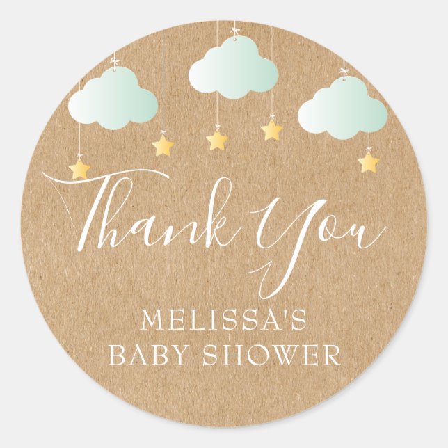 Twinkle Twinkle Little Star Thank You Baby Shower Classic Round Sticker (Front)