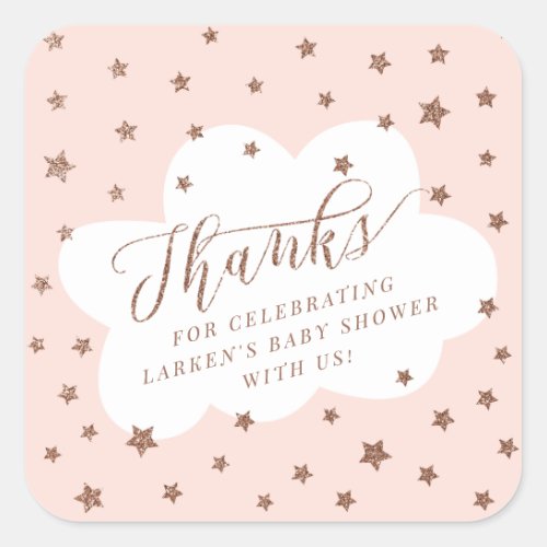 Twinkle twinkle little star thank you baby shower square sticker