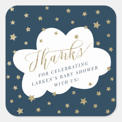 Twinkle twinkle little star thank you baby shower square sticker