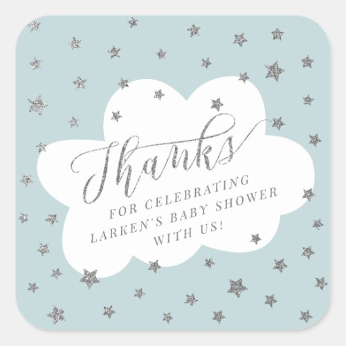 Twinkle twinkle little star thank you baby shower square sticker