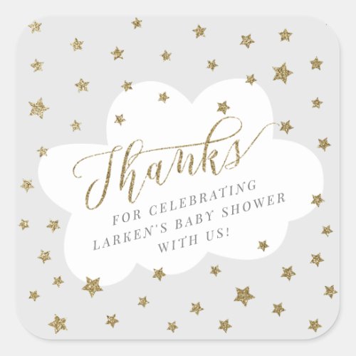 Twinkle twinkle little star thank you baby shower square sticker