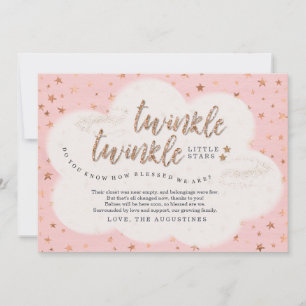 Twinkle Twinkle Little Star Twin Girls Baby Shower Thank You Card