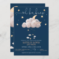 Twinkle Twinkle Little Star Twins Baby Shower Invitation