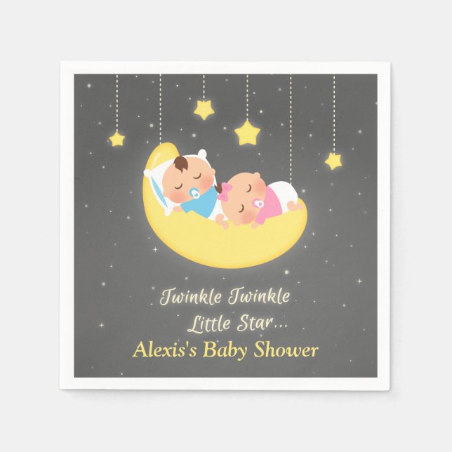 Twinkle Twinkle Little Star Twins Shower Supplies Paper Napkins (Front)