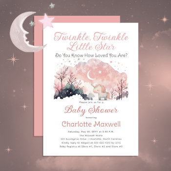 Twinkle Twinkle Little Star Unicorn Baby Shower Invitation by holidayhearts at Zazzle