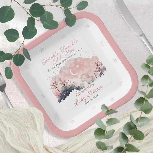 Twinkle Twinkle Little Star Unicorn Baby Shower Paper Plates (Creator Uploaded)