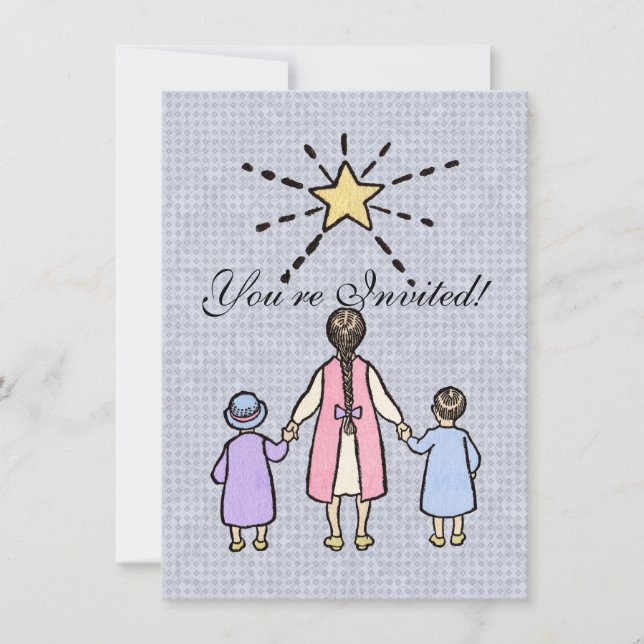 Twinkle Twinkle Little Star Vintage Nursery Rhyme Invitation (Front)