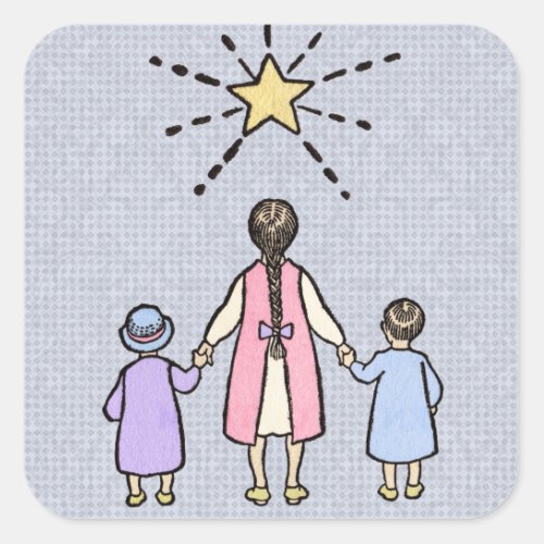 Twinkle Twinkle Little Star Vintage Nursery Rhyme Square Sticker