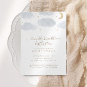 Twinkle Twinkle Little Star Watercolor Baby Shower Invitation
