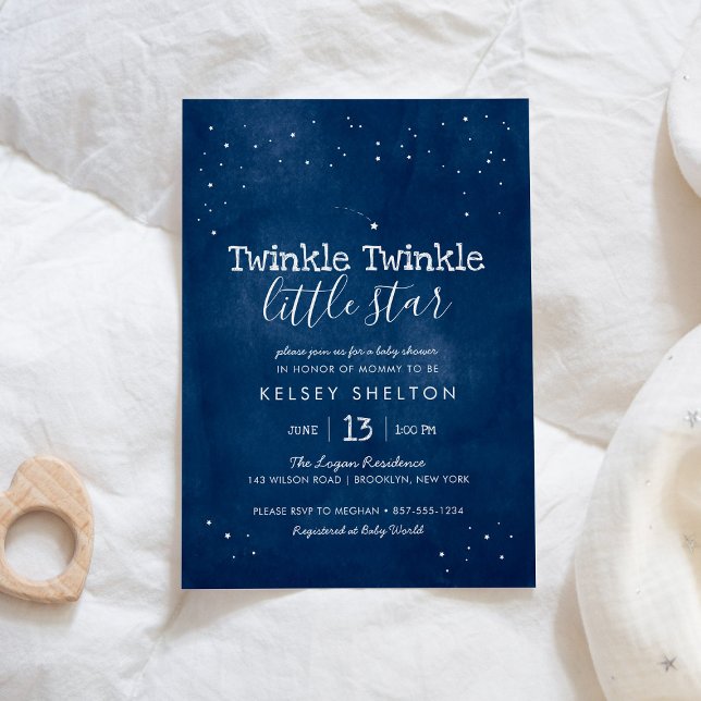 Twinkle Twinkle Little Star Watercolor Baby Shower Invitation (Creator Uploaded)