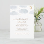Twinkle Twinkle Little Star Watercolor Baby Shower Invitation (Standing Front)