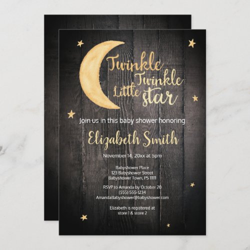 Twinkle Twinkle little star watercolor babyshower Invitation