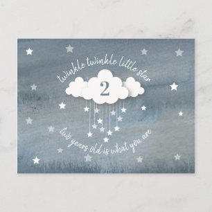 Twinkle Twinkle Little Star Watercolor Birthday Invitation Postcard