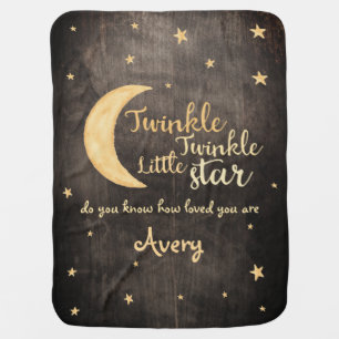Twinkle Twinkle little star watercolor custom Baby Blanket