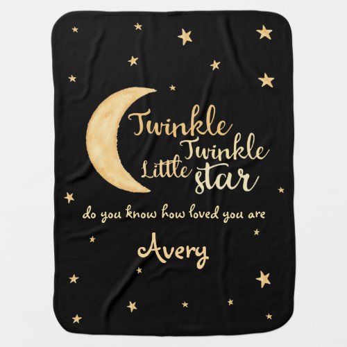 Twinkle Twinkle little star watercolor custom Baby Blanket